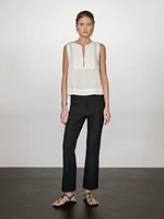 Blouse 100 % lin avec coutures