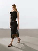 Draped cotton top with knot detail