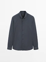 Cotton blend regular fit twill shirt