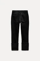 TRF STOVE PIPE FOLDED JEANS WITH A HIGH WAIST