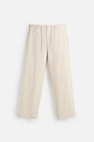 PANTALON COTON ET LIN BRODÉ PERFORÉ