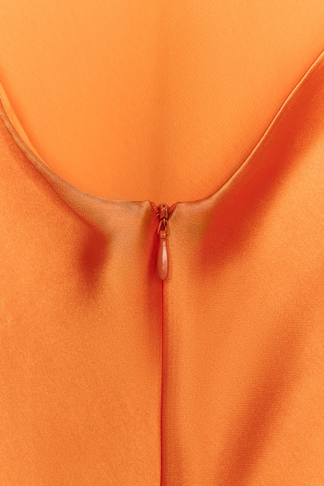 SATIN EFFECT MIDI DRESS