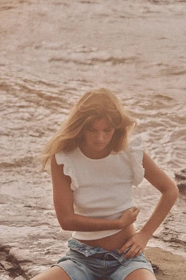 COMBINATION RUFFLED T-SHIRT