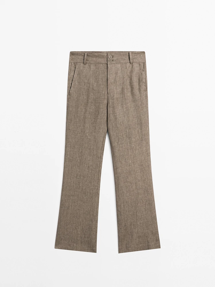 100% linen flare fit trousers