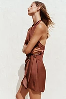 ROBE MINI HALTER DÉCOR DORÉ