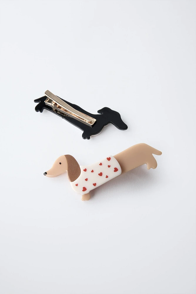 LOT DE DEUX PINCES CLIPS CHIENS