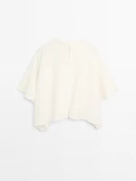 Flowing linen blend embroidered cape