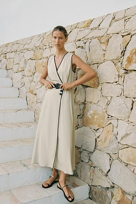 ROBE MIDI EN LIN AVEC CEINTURE