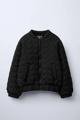 QUILTED HEART BOMBER JACKET