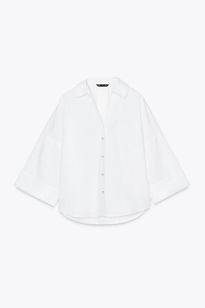 CHEMISE MANCHE LARGE AVEC LIN
