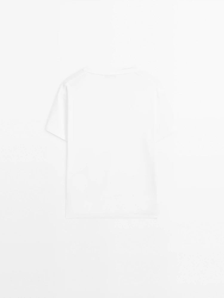 T-shirt 100 % coton à col en V