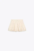 EMBROIDERED FLORAL MINI SKIRT