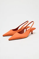 KITTEN HEEL FABRIC SLINGBACK SHOES