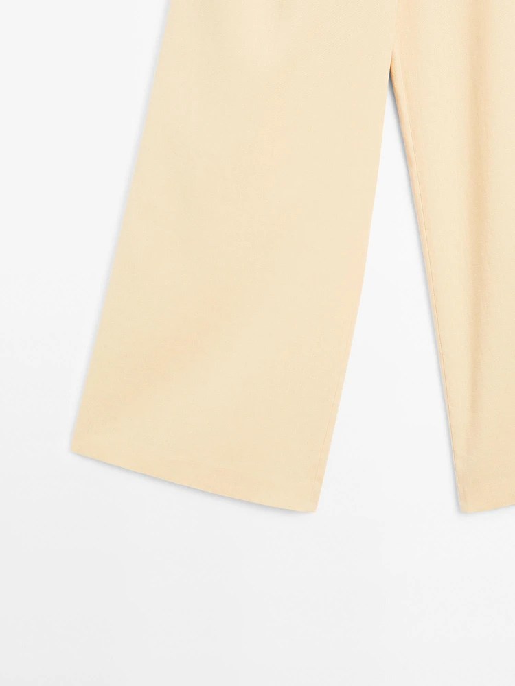 Pantalon tailleur en lin mélangé
