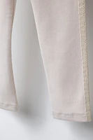 LACE BAND RIBBED LEGGINGS