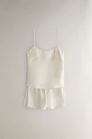 BEIGE SILK SHORTS