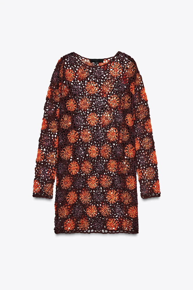 CROCHET KNIT MINI DRESS