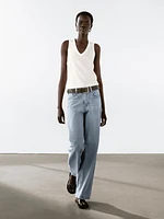 Sleeveless mercerised cotton T-shirt