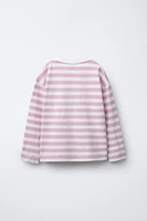 HEART EMBROIDERED STRIPED T-SHIRT