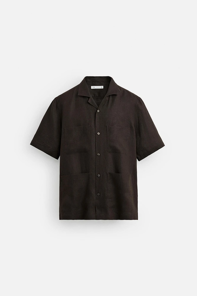 CHEMISE 100 % LIN À POCHES