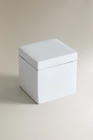 WHITE EARTHENWARE BATHROOM STORAGE JAR