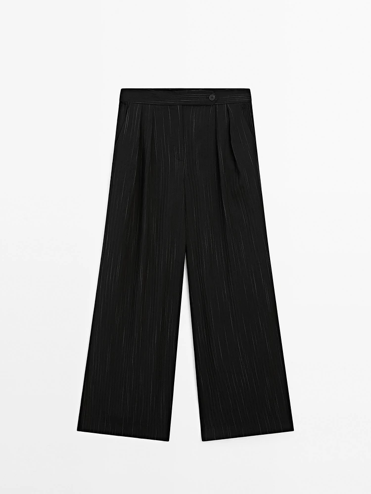 Pantalon à pinces imprimé rayures