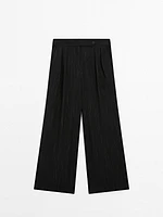 Pantalon à pinces imprimé rayures