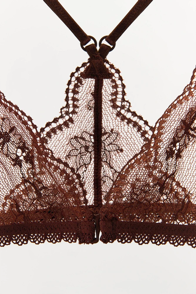 BRALETTE TRIANGLE EN DENTELLE À FLEURS
