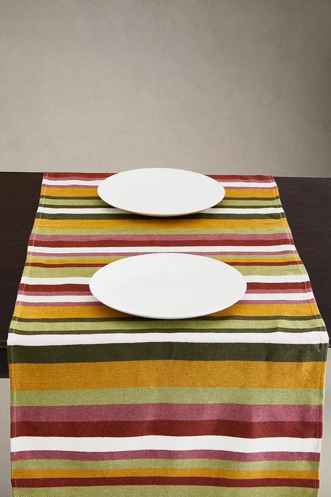 CHEMIN DE TABLE COTON RAYURES MULTICOLORES