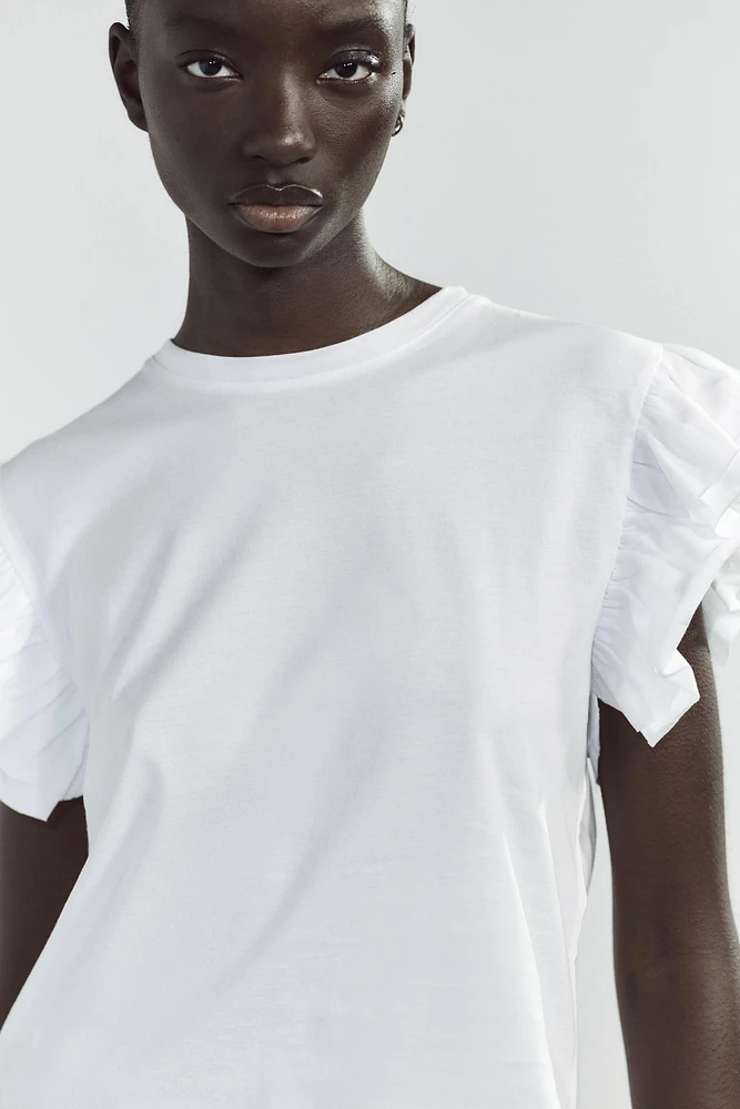 T-SHIRT EFFET DÉLAVÉ À VOLANTS