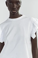 T-SHIRT EFFET DÉLAVÉ À VOLANTS