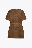 BELTED SUEDE-EFFECT DRESS