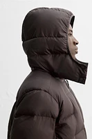 WATER REPELLENT 100% DOWN FEATHER HOODED PUFFER JACKET