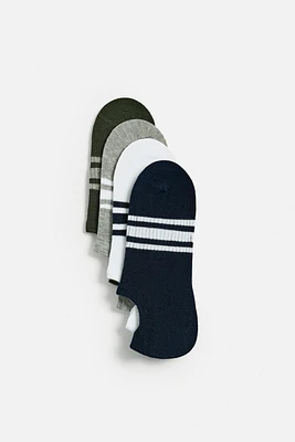 4-PACK OF STRIPED INVISIBLE SOCKS