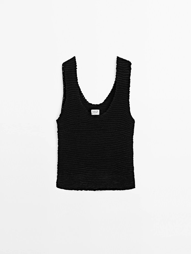 Braided suede leather top