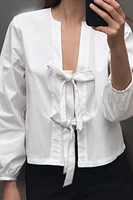 POPLIN TIE BLOUSE