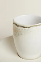 STONEWARE COFFEE CUP AND SAUCER