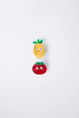 TWO-PACK OF TOMATO AND LEMON HAIR CLIPS