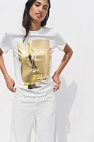METALLIC PRINT T-SHIRT