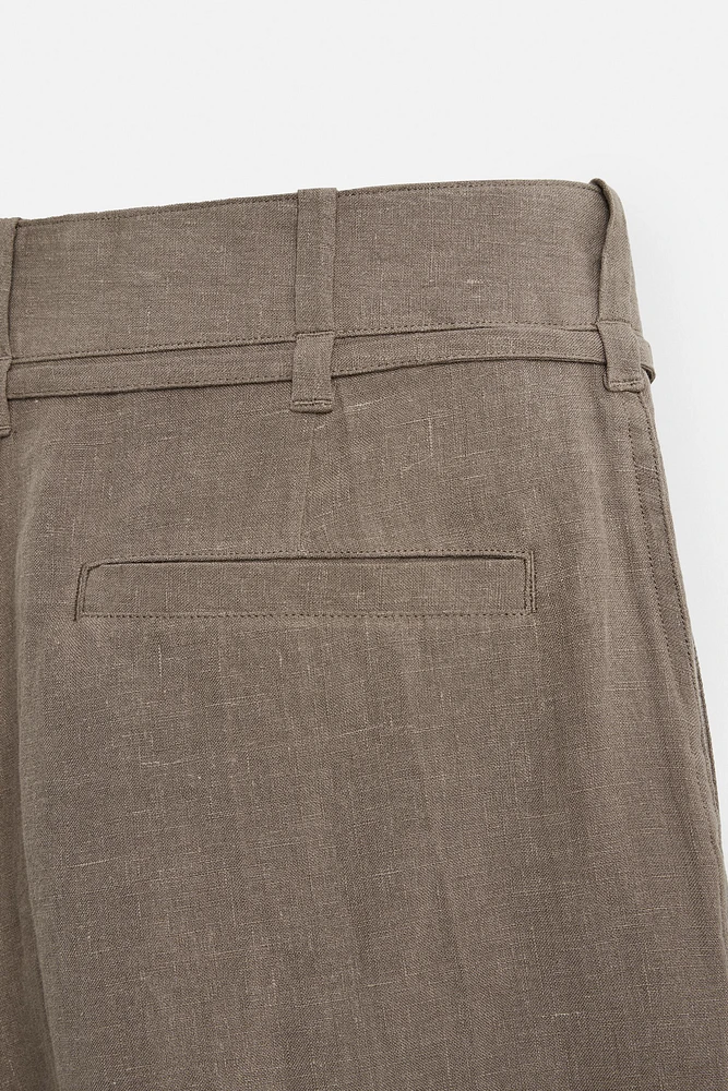 BERMUDA 100 % LIN CEINTURE