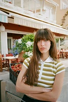 STRIPED RIBBED POLO SHIRT