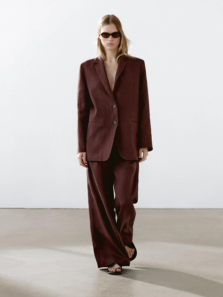 100% linen two-button blazer