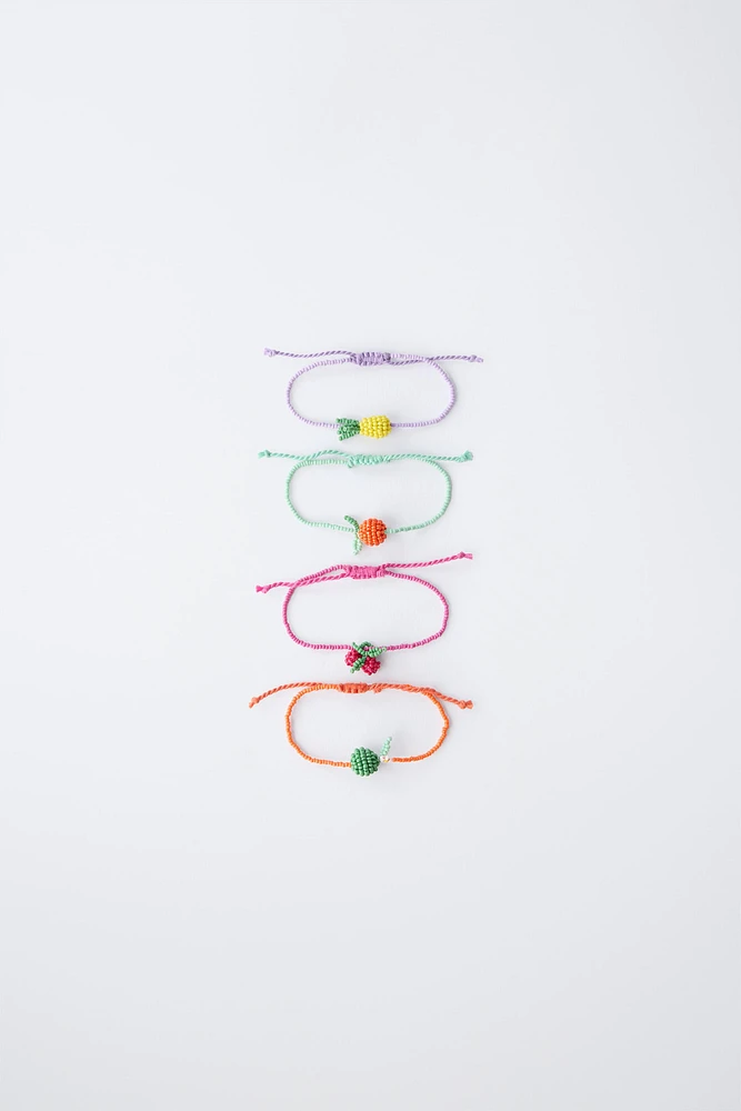 FOUR-PACK OF FRUIT AND BEADED BRACELETS