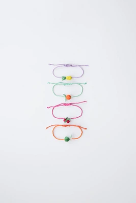 FOUR-PACK OF FRUIT AND BEADED BRACELETS