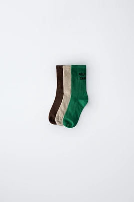 LOT DE TROIS PAIRES CHAUSSETTES GRAFFITI