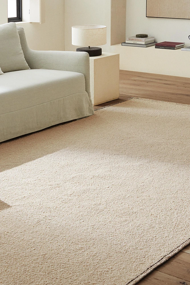 RECTANGULAR BOUCLÉ WOOL AREA RUG