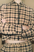 CHECKED CROPPED PAJAMA SHIRT