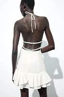ROBE MINI HALTER À VOLANTS