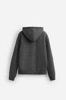 BRUSHED TEXTURE ZIP-UP SWEATSHIRT