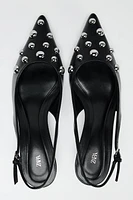 STUDDED KITTEN HEEL SLINGBACKS